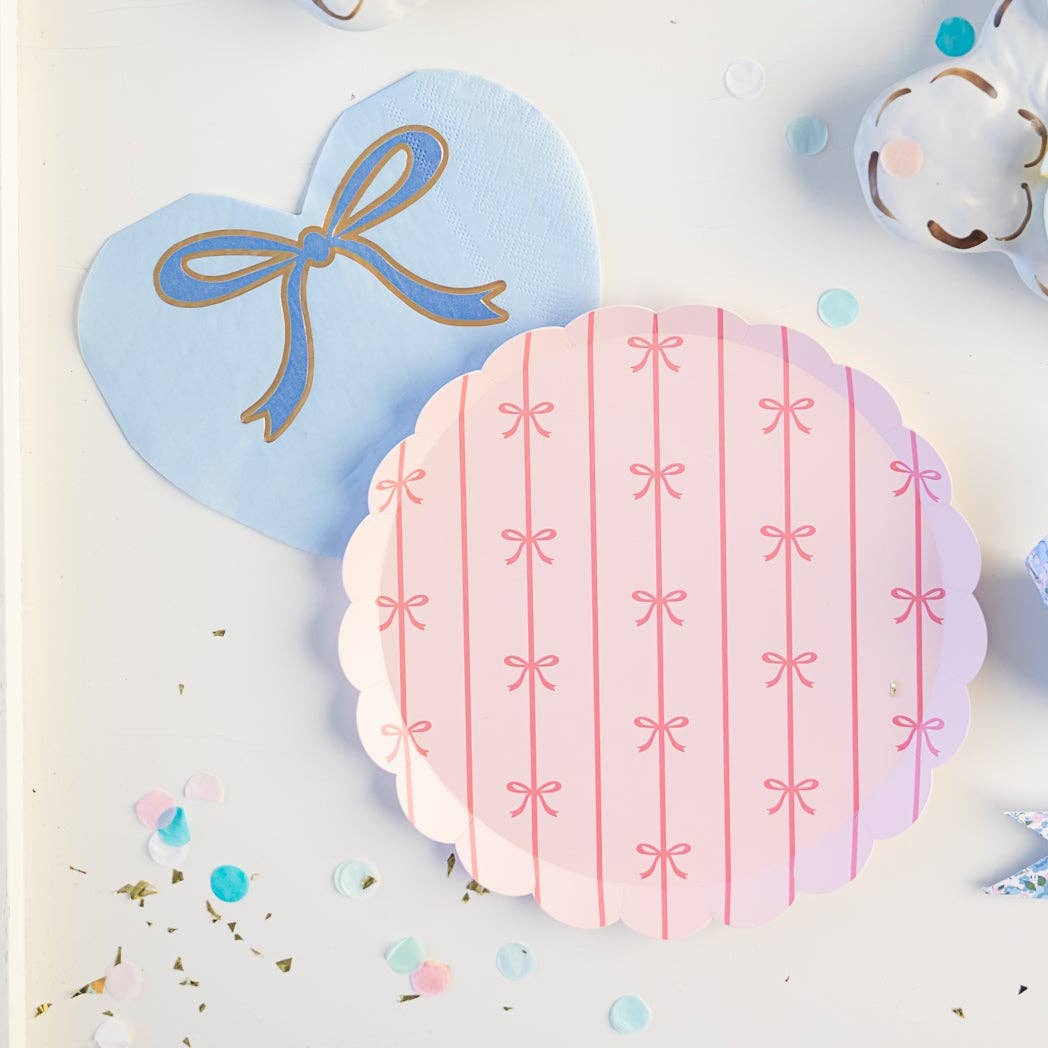 SKy Blue Heart with Bow paper Napkins