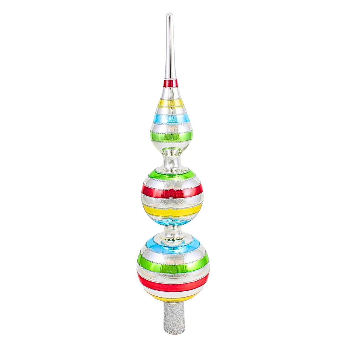 Early Years Glass Finial Tree Topper - Multicolor Glitter Stripe