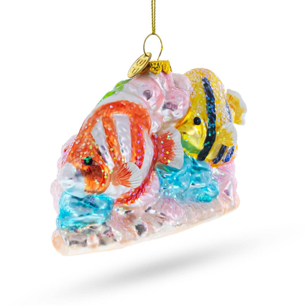 Vibrant Coral Reef Fish Glass Christmas Ornament | Putti Christmas Decorations