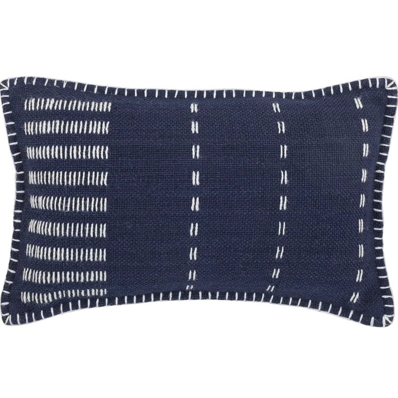 Navy Stitches Rectangular Indoor/Outdoor Pillow | Putti Fine Furnishings