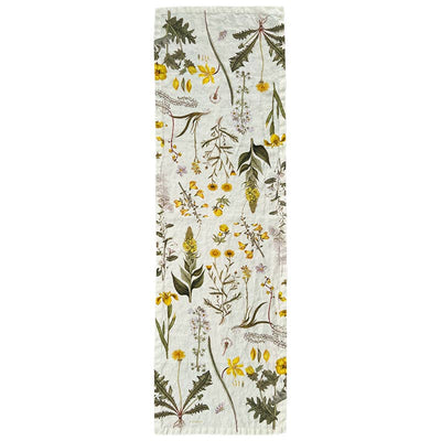 Yellow Floral Linen Table Runner