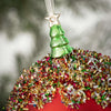 Red Merry Christmas with Tree Glass Ball Ornament | Putti Christmas Decorations
