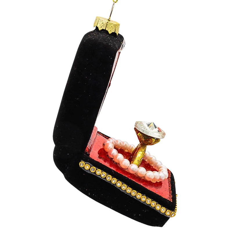 Engagement Ring Black Velvet Box Glass Ornament | Putti Christmas Decorations
