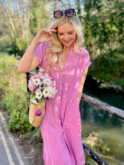 Rosehip Design Kate Linen Dress - Lilac