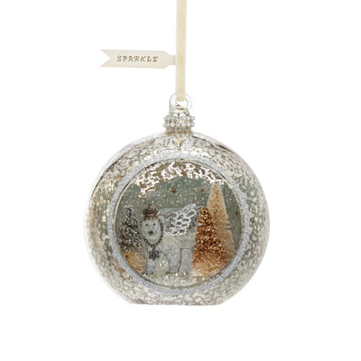 Polar Bear Open Glass Scene Sparkle Ornament
