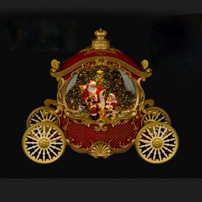 Santa Carriage Snow Globe with LED and Perpetual Snow
