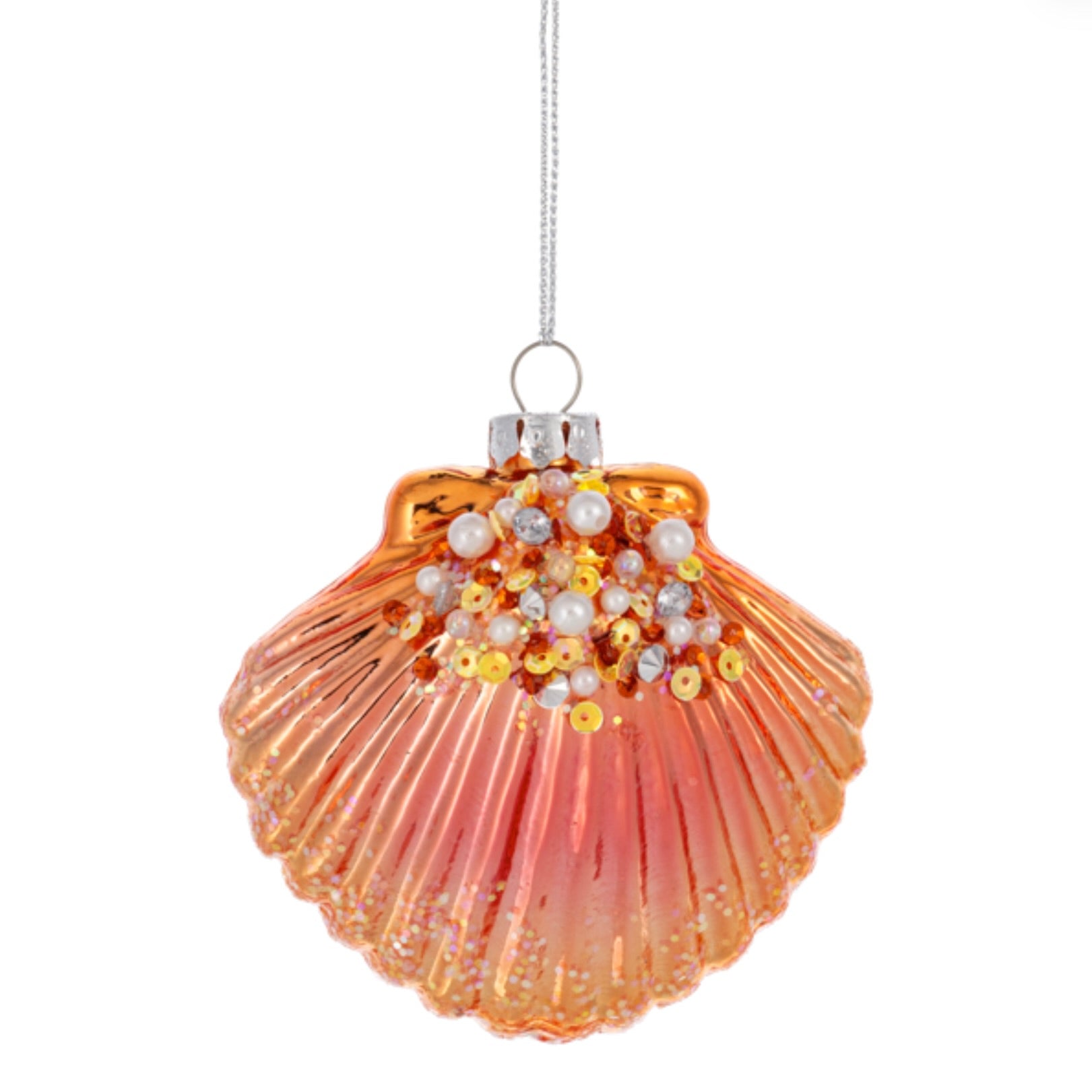 Coulorful Clam Shell Glass Ornament