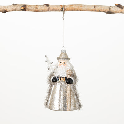 Vintage Charm Santa Glass Ornament