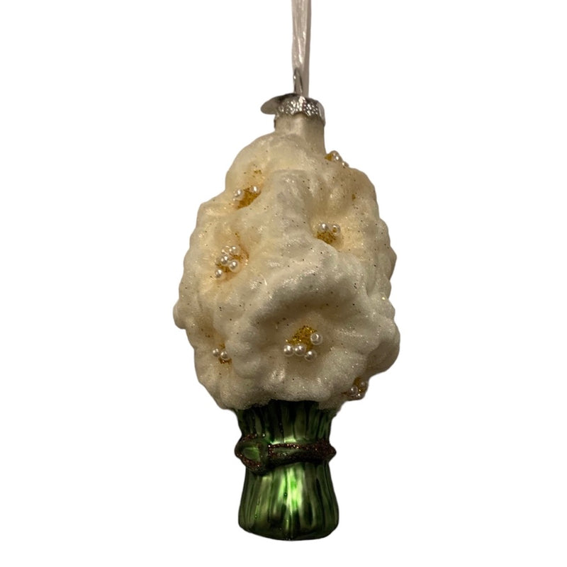 Bouquet of Daisies Glass Ornament - Cream