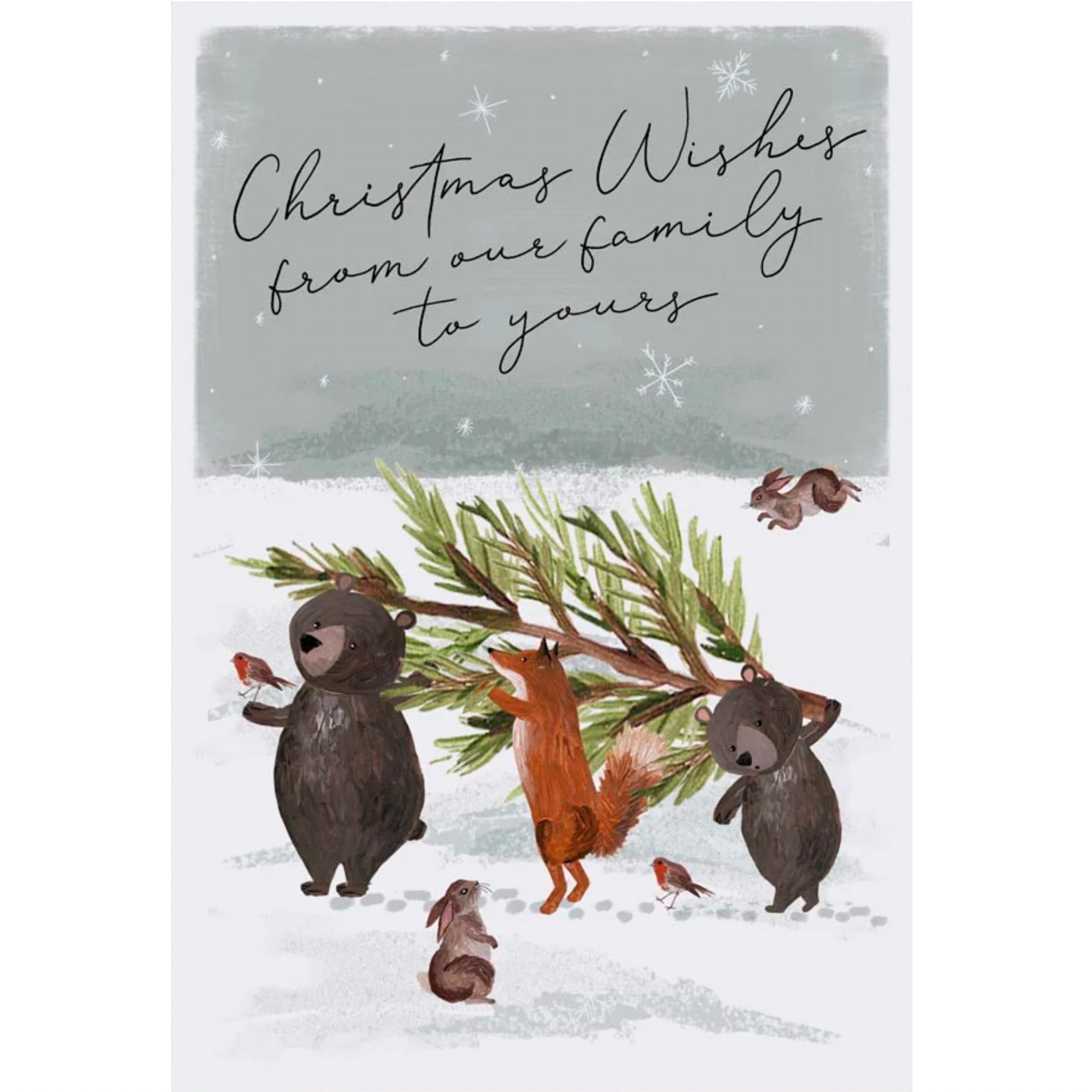 :"From our Family to Yours" Woodland Animals Christmas Card