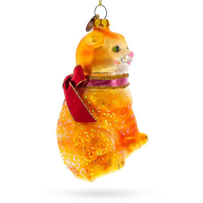 Orange Cat Glass Christmas Ornament | Putti Christmas Decorations