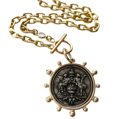 French Medalion Coin Necklace