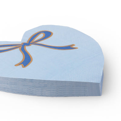 SKy Blue Heart with Bow paper Napkins