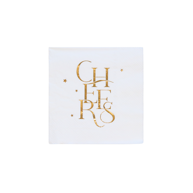 Bonjour Fête Gold Cheers Cocktail Napkins
