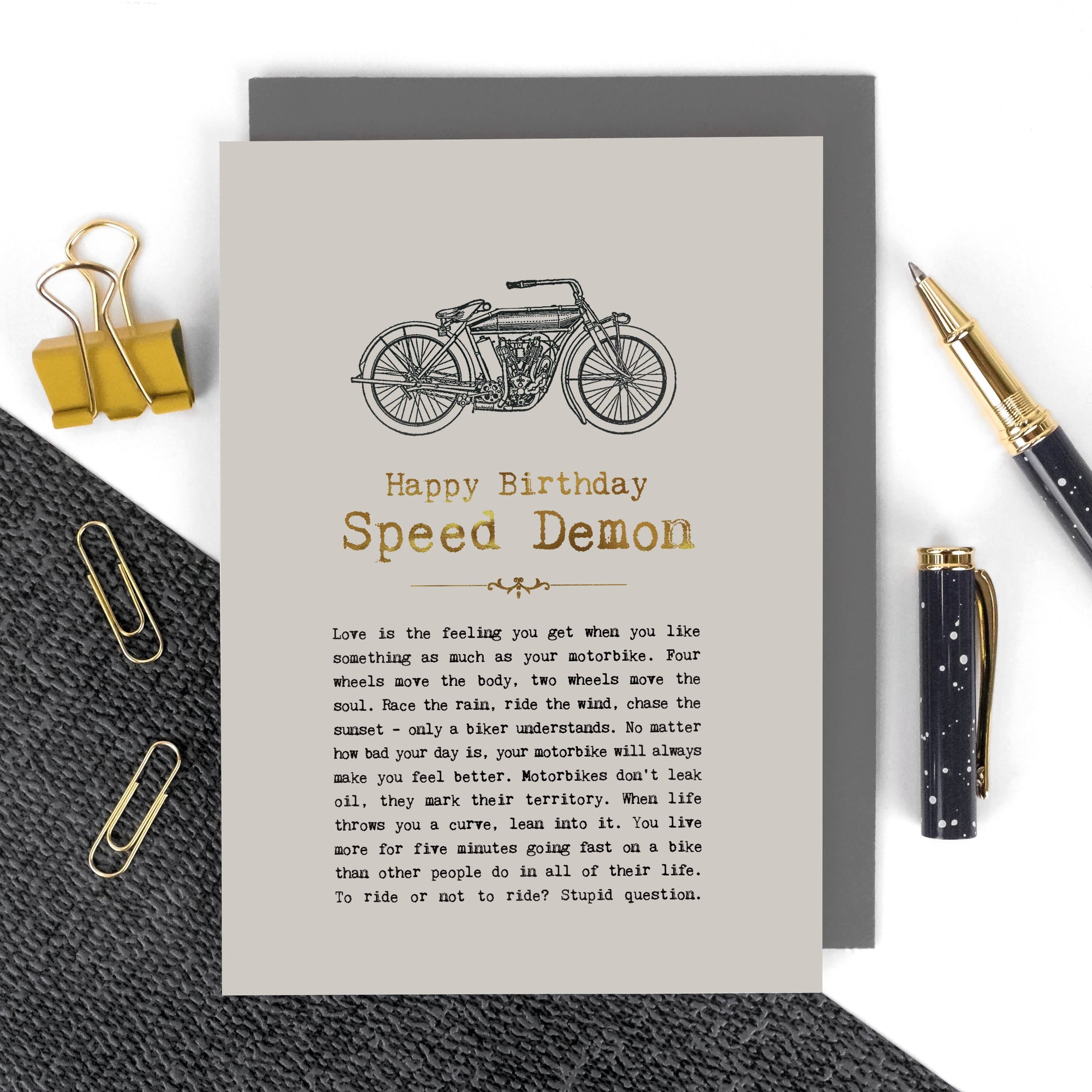Speed Demon Foiled Birthday Card For Motorcyclists