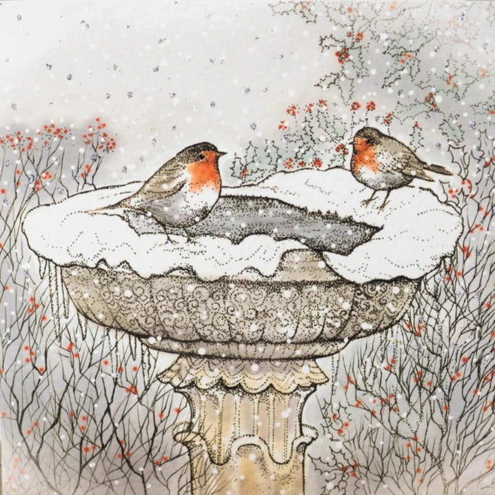 Bird Bath Greeting Card