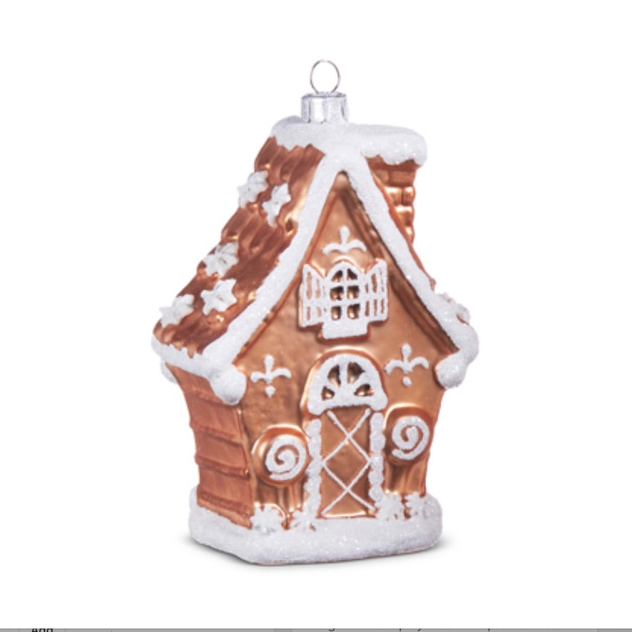 Gingerbread House Glass Ornament | Putti Christmas Holiday Decorations
