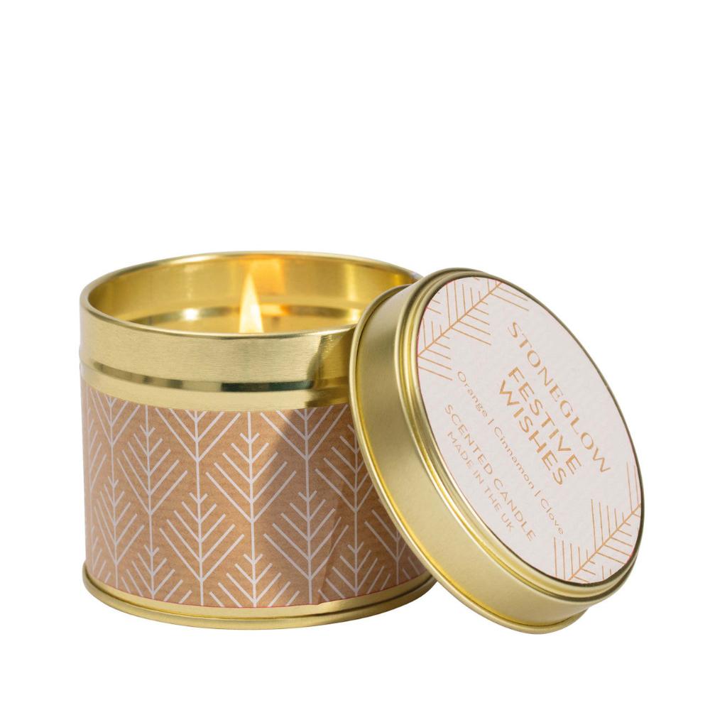 Festive Wishes Orange Cinnamon & Clove Candle Tin | Putti Christmas