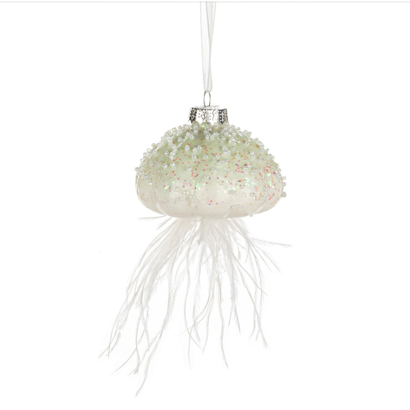 Iridescent Jelly Fish with Feathers Ornament