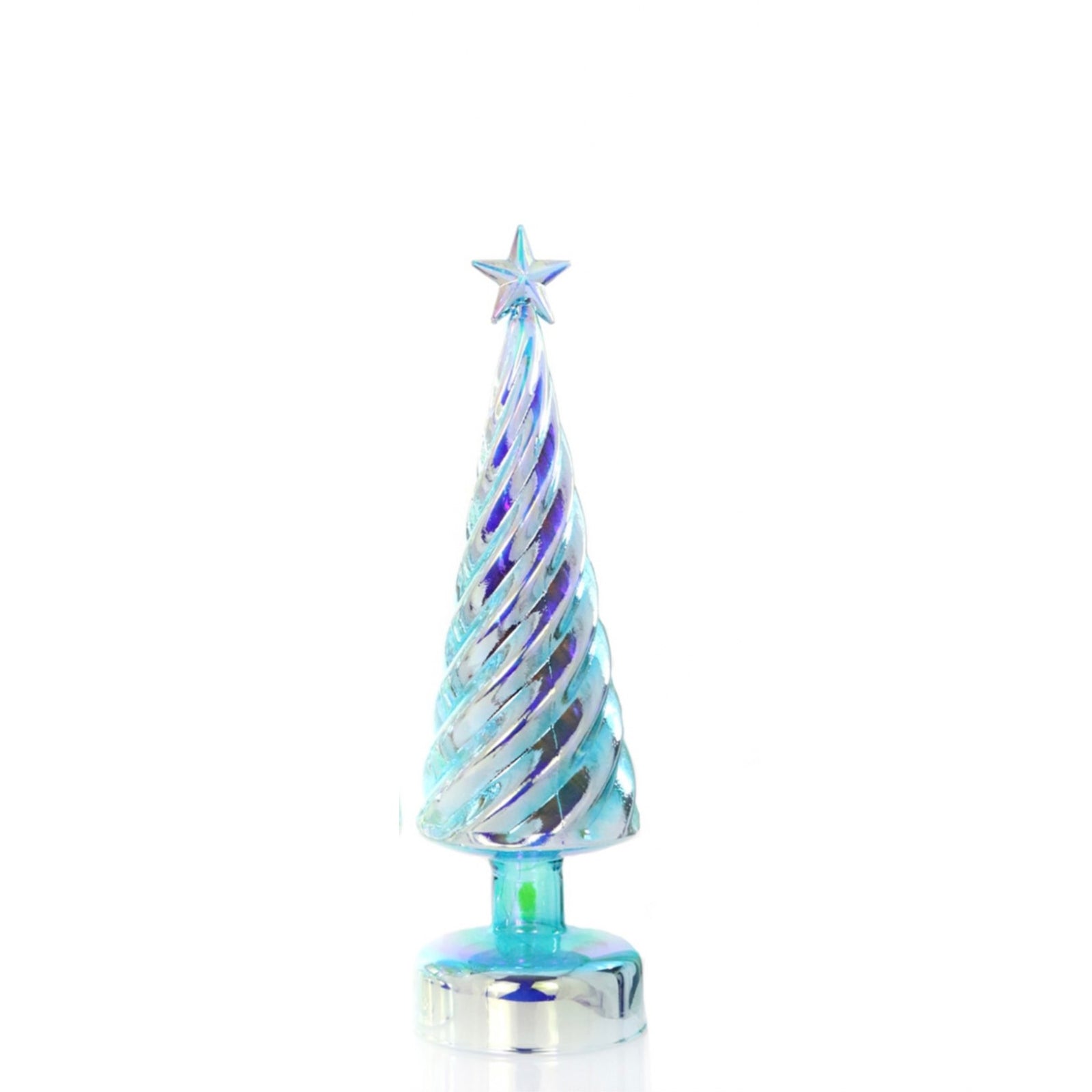 Medium Iridescent Lit Glass Tree - Green
