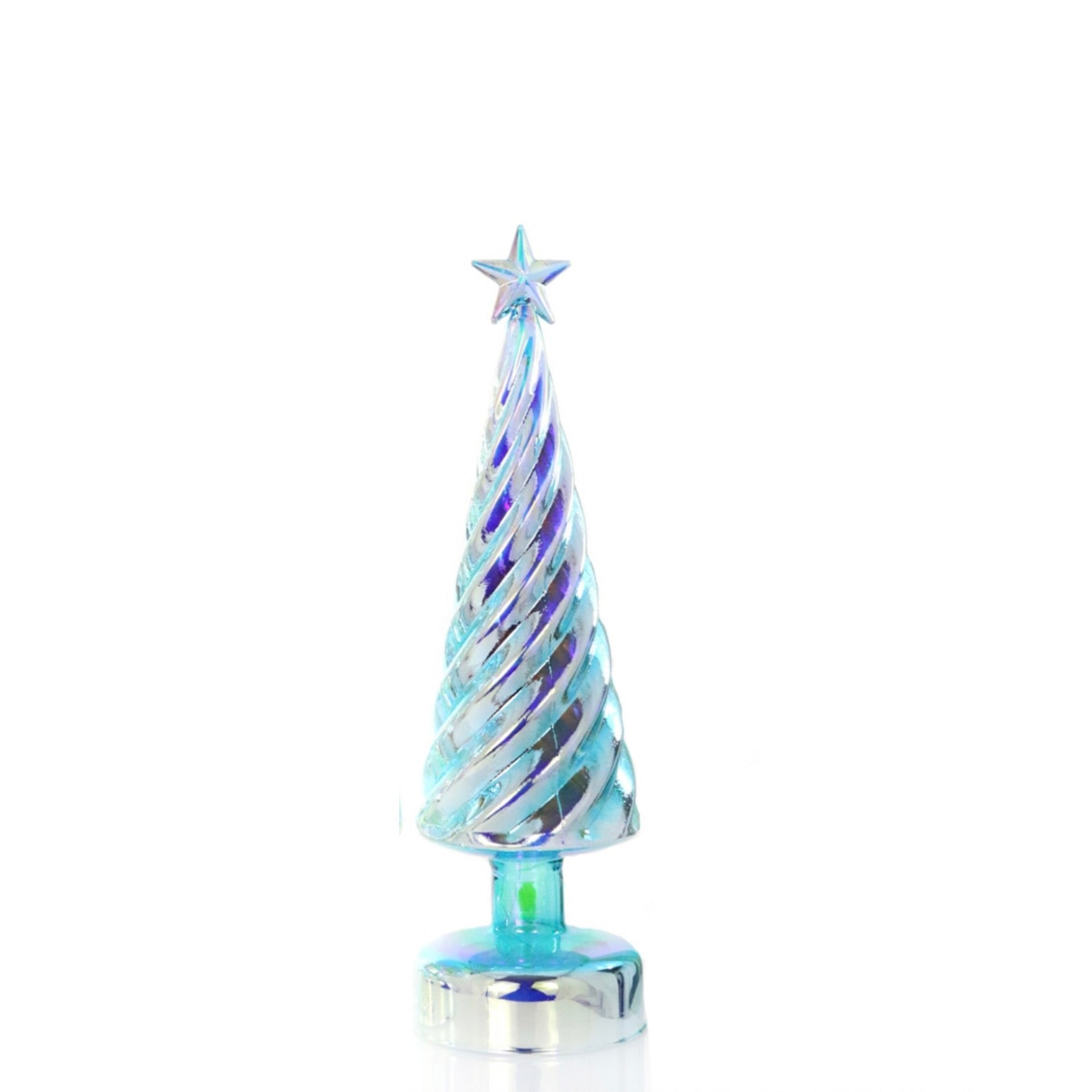 Medium Iridescent Lit Glass Tree - Green