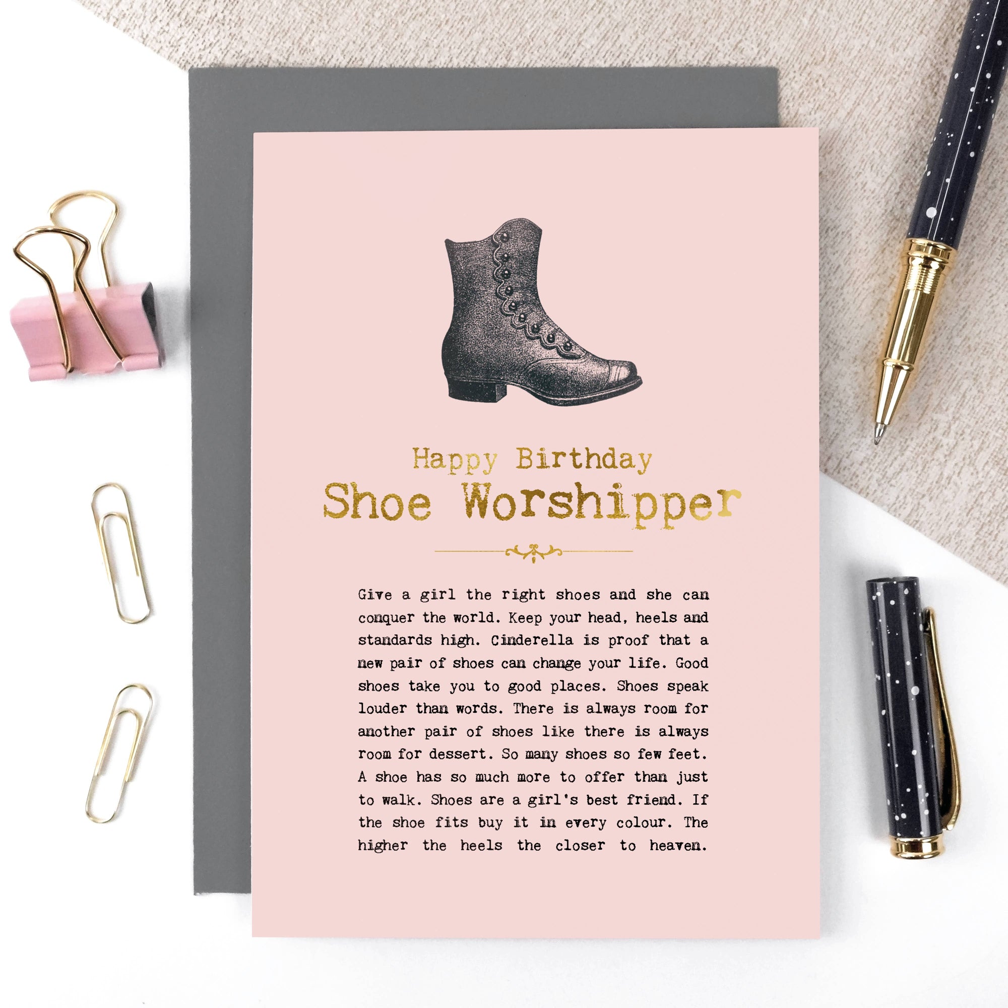 Shoe Worshipper Foiled Birthday Card For Shoe Lovers