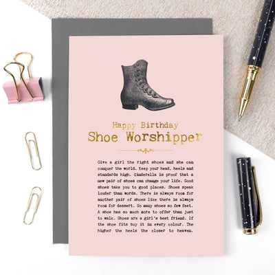 Shoe Worshipper Foiled Birthday Card For Shoe Lovers