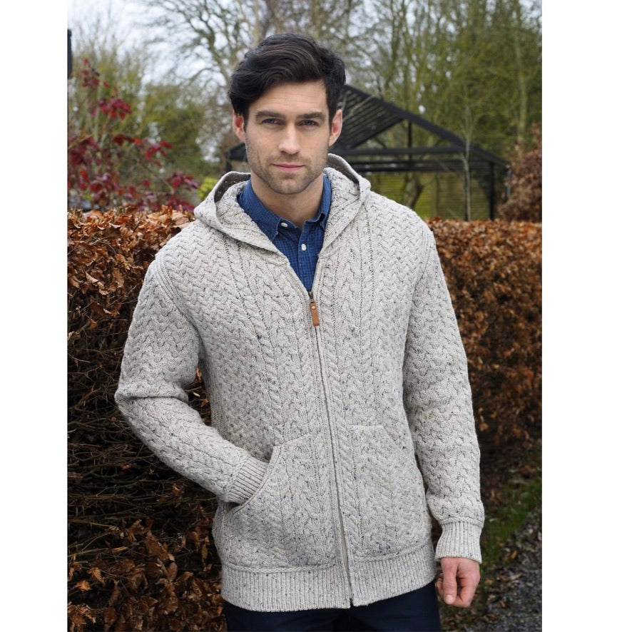 Hooded Zippered Cardigan - Oatmeal