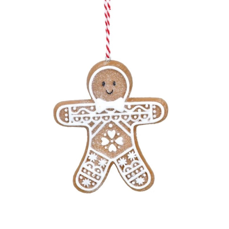 Gingerbread `Lace` Man resin Ornament | Putti Christmas Decorations