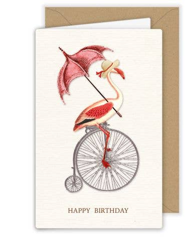 Happy Birthday Flamingo on Bicycle