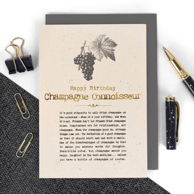 Champagne Connoisseur Foiled Birthday Card