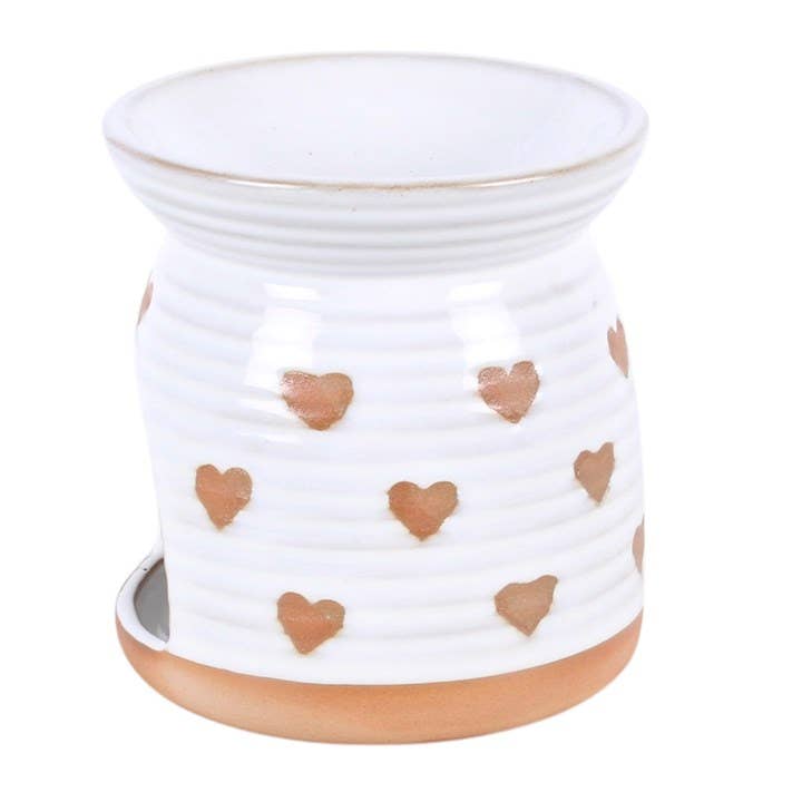 Beige Heart Print Oil Burner