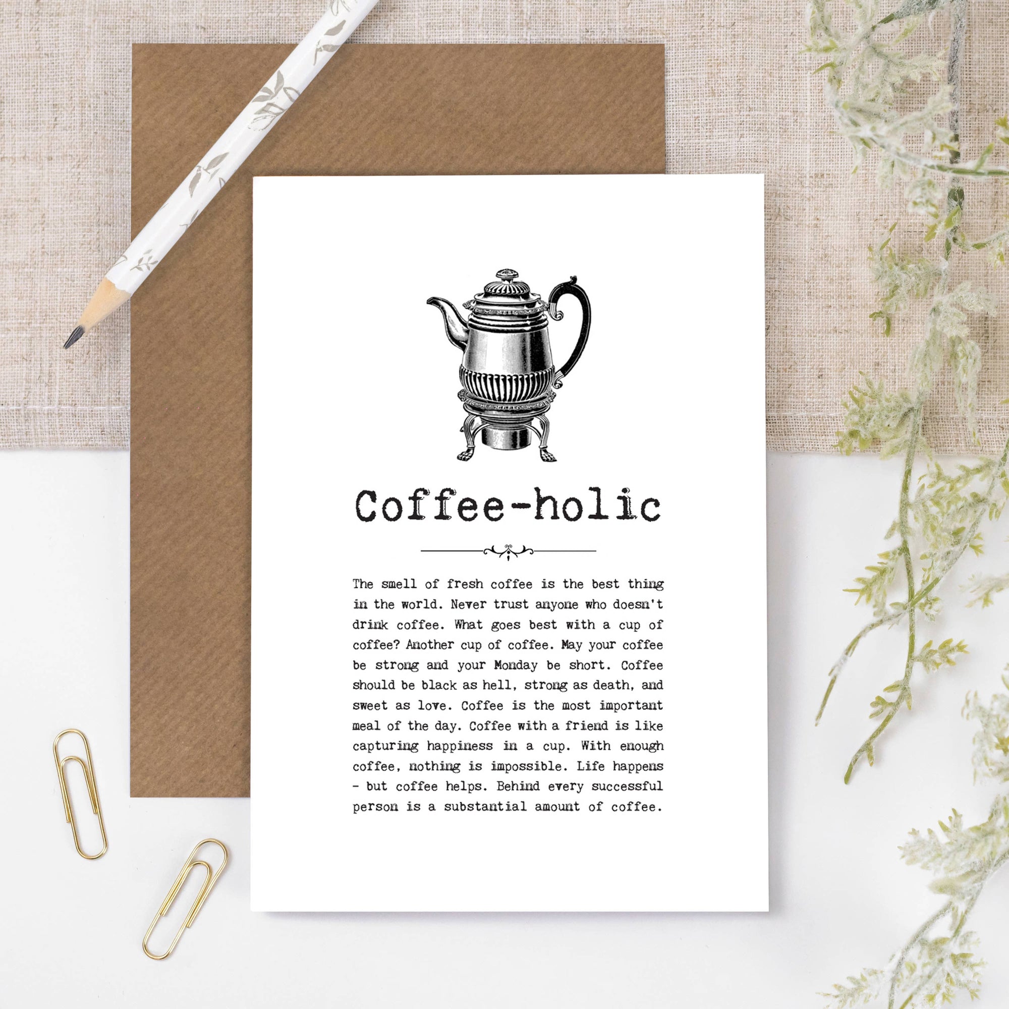 Coffee-holic Card For Coffee Drinkers