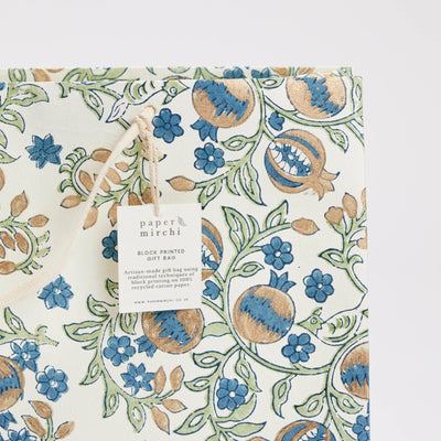 Hand Block Printed Gift Bags Indigo - Large