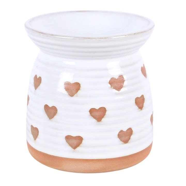 Beige Heart Print Oil Burner