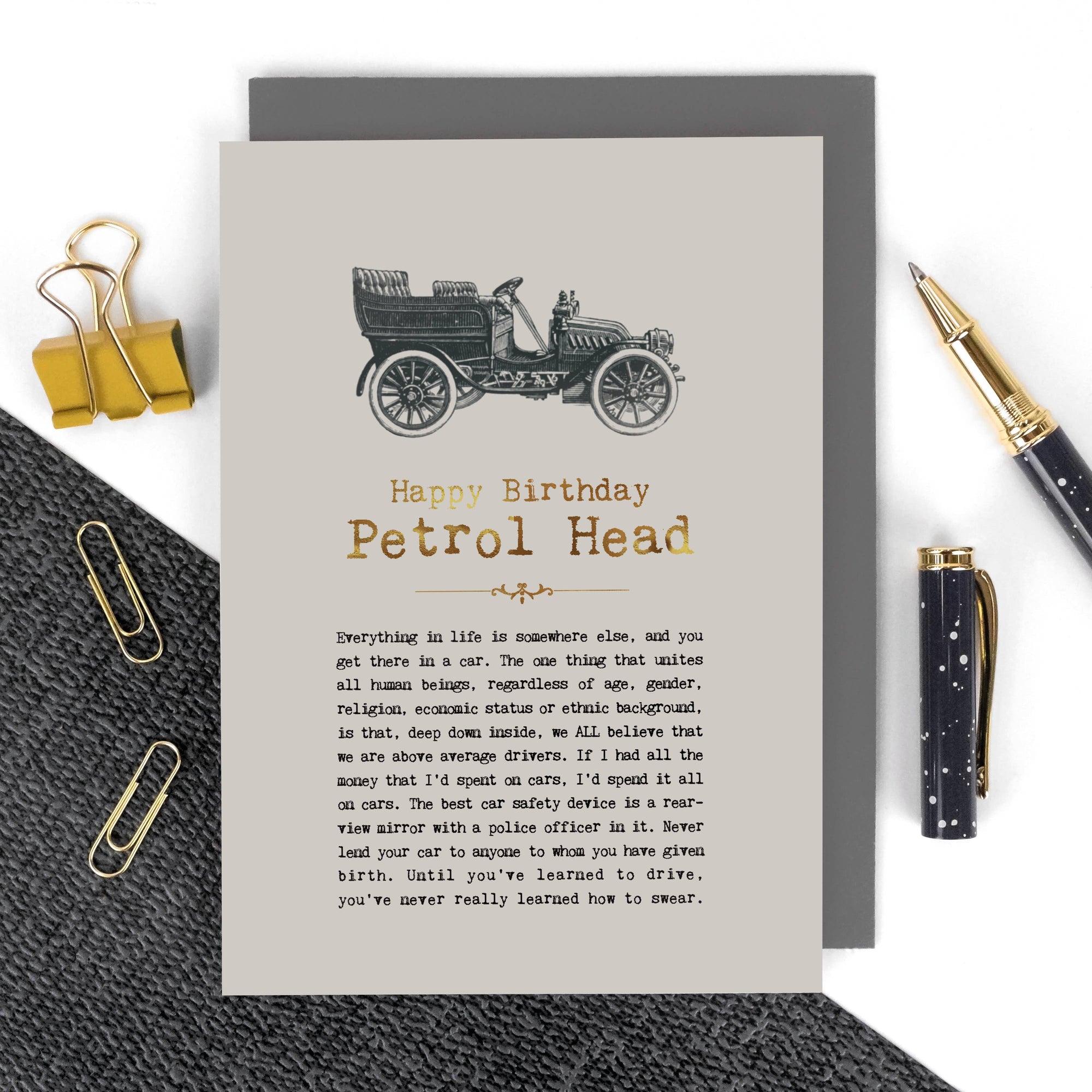 Petrol Head Foiled Birthday Card For Car Lovers