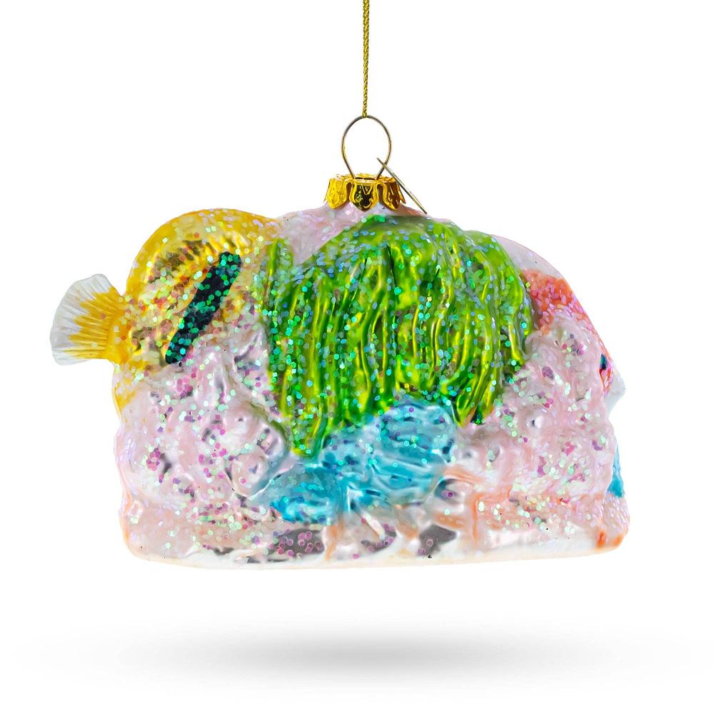 Vibrant Coral Reef Fish Glass Christmas Ornament | Putti Christmas Decorations