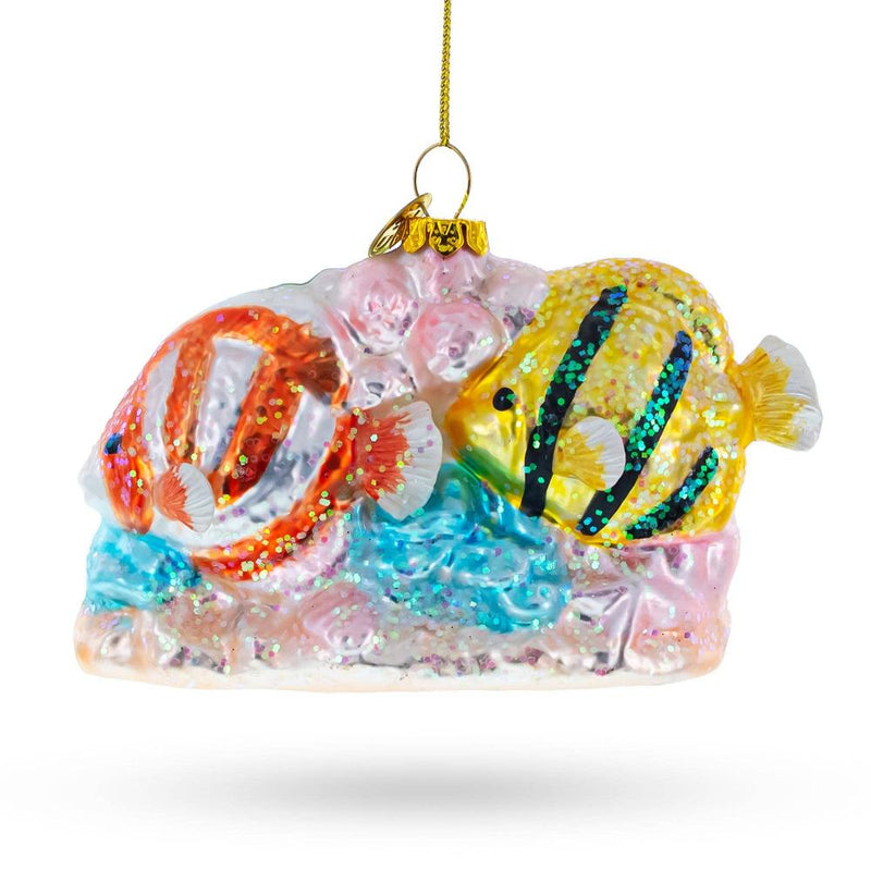 Vibrant Coral Reef Fish Glass Christmas Ornament | Putti Christmas Decorations