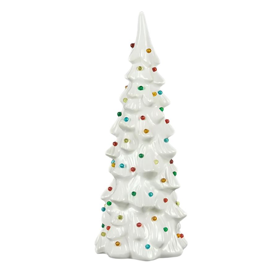 Tall White Retro Style Ceramic Tree with Lights - Large  | Putti Christmas