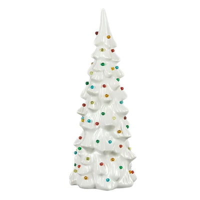 Tall White Retro Style Ceramic Tree with Lights - Large  | Putti Christmas