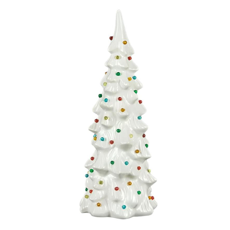 Tall White Retro Style Ceramic Tree with Lights - Large  | Putti Christmas