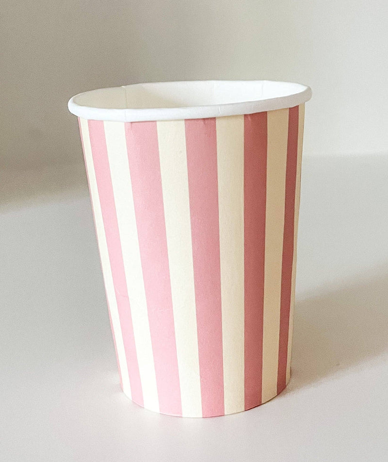 Josi James Pink and White Stripe Cups - Putti Fine Furnishings