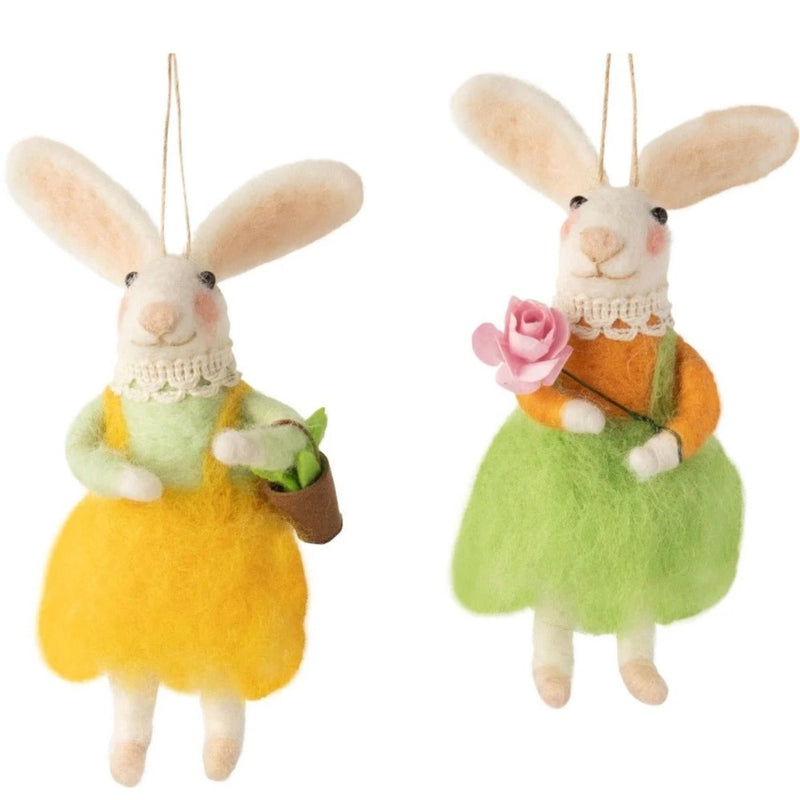Bunny with Yellow Skirt Felt Ornament  | Putti Canada 
