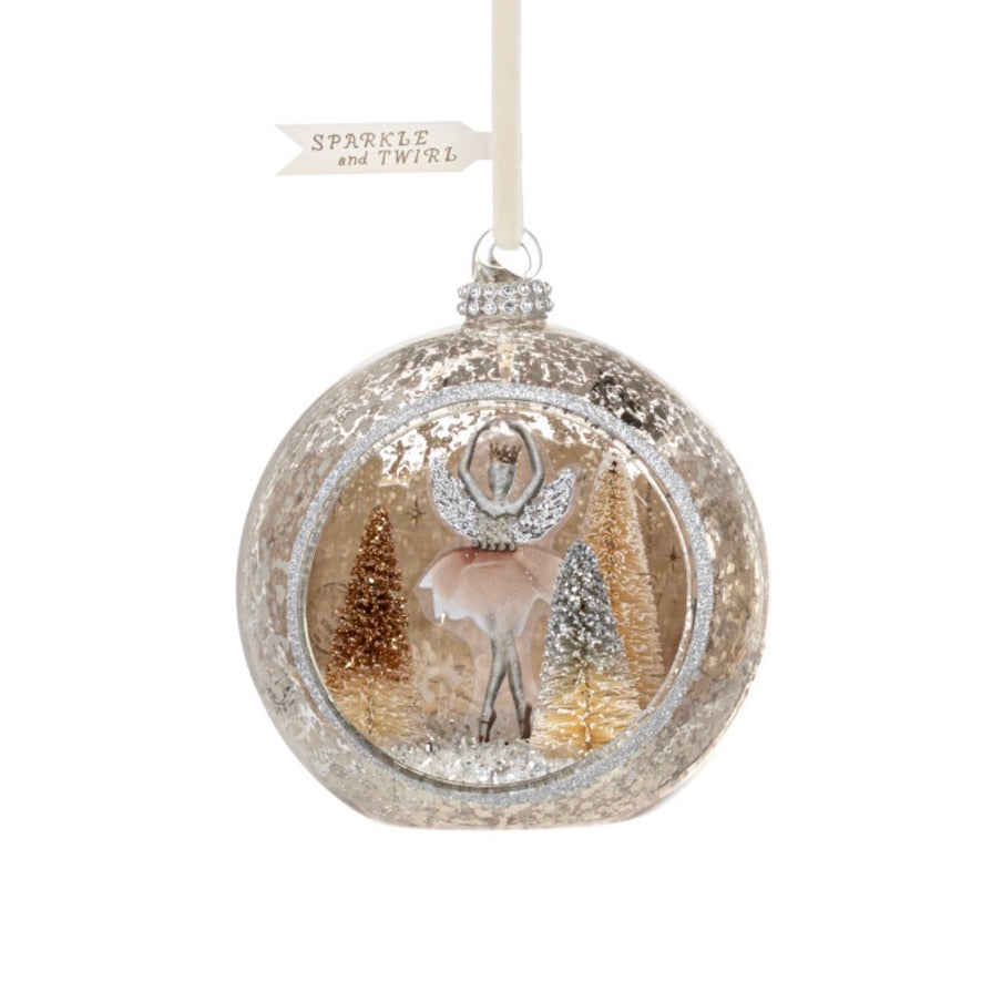 Ballerina Open Glass Scene Sparkle Ornament