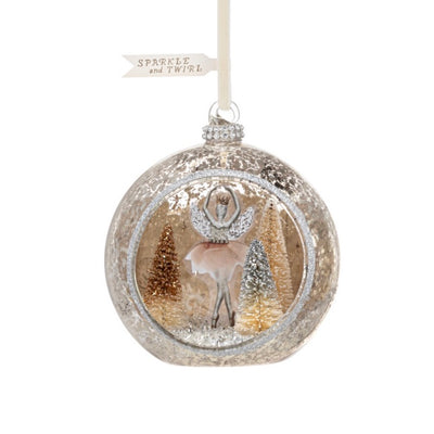 Ballerina Open Glass Scene Sparkle Ornament