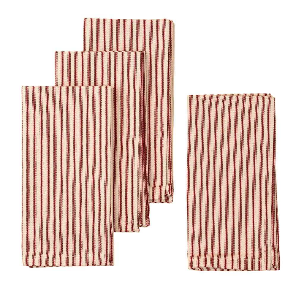 Red Ticking Napkins Set of 4