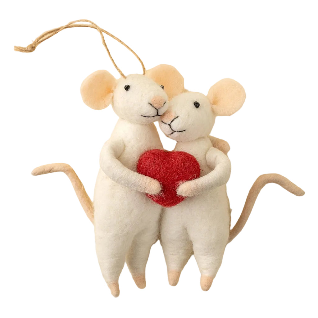 “Sweetheart Mice” Felt Mouse Ornament