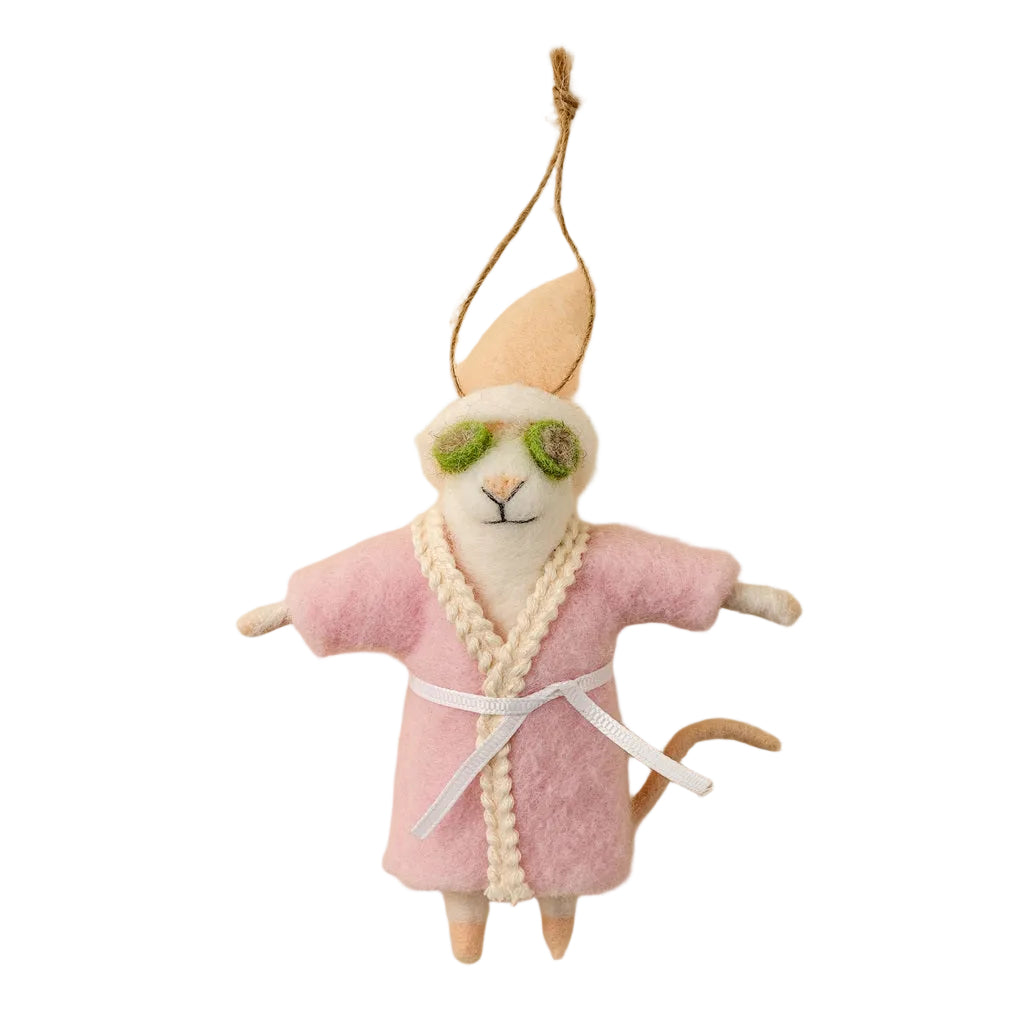 “Spa Day Sloane” Felt Mouse Ornament