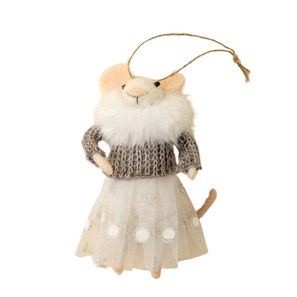 “Party Dress Penelope” Felt Mouse Ornament