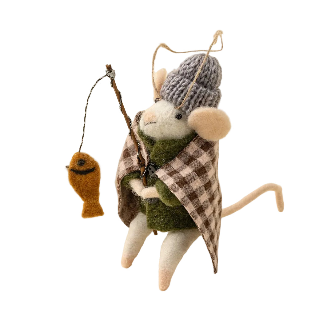 “Ice Fishing Ivan” Felt Mouse Ornament